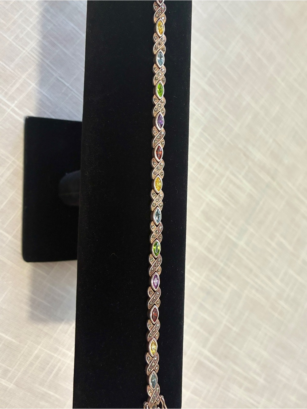 Multi-Stone Sterling Marcasite Vintage Bracelet - Picture 3 of 9